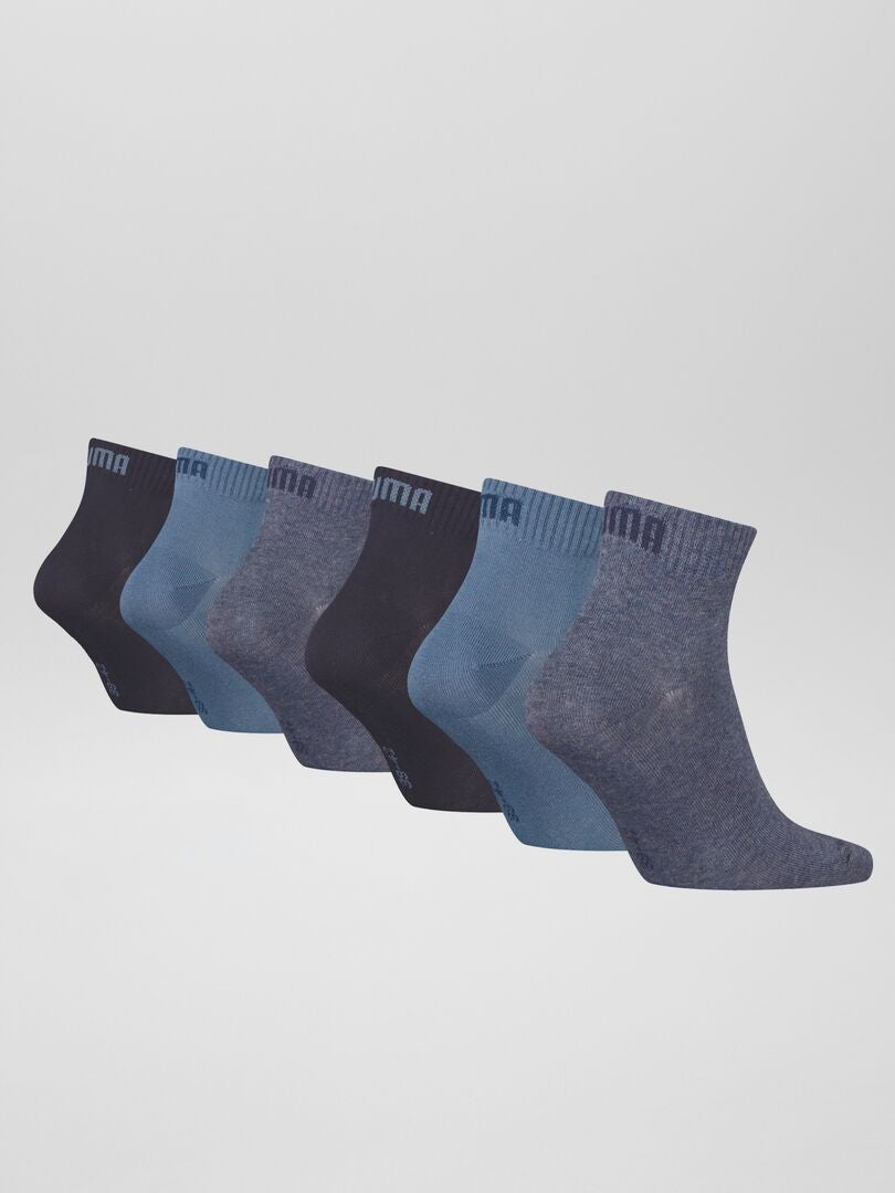 Een set van 6 paar unisex 'Puma' sokken - BLAUW