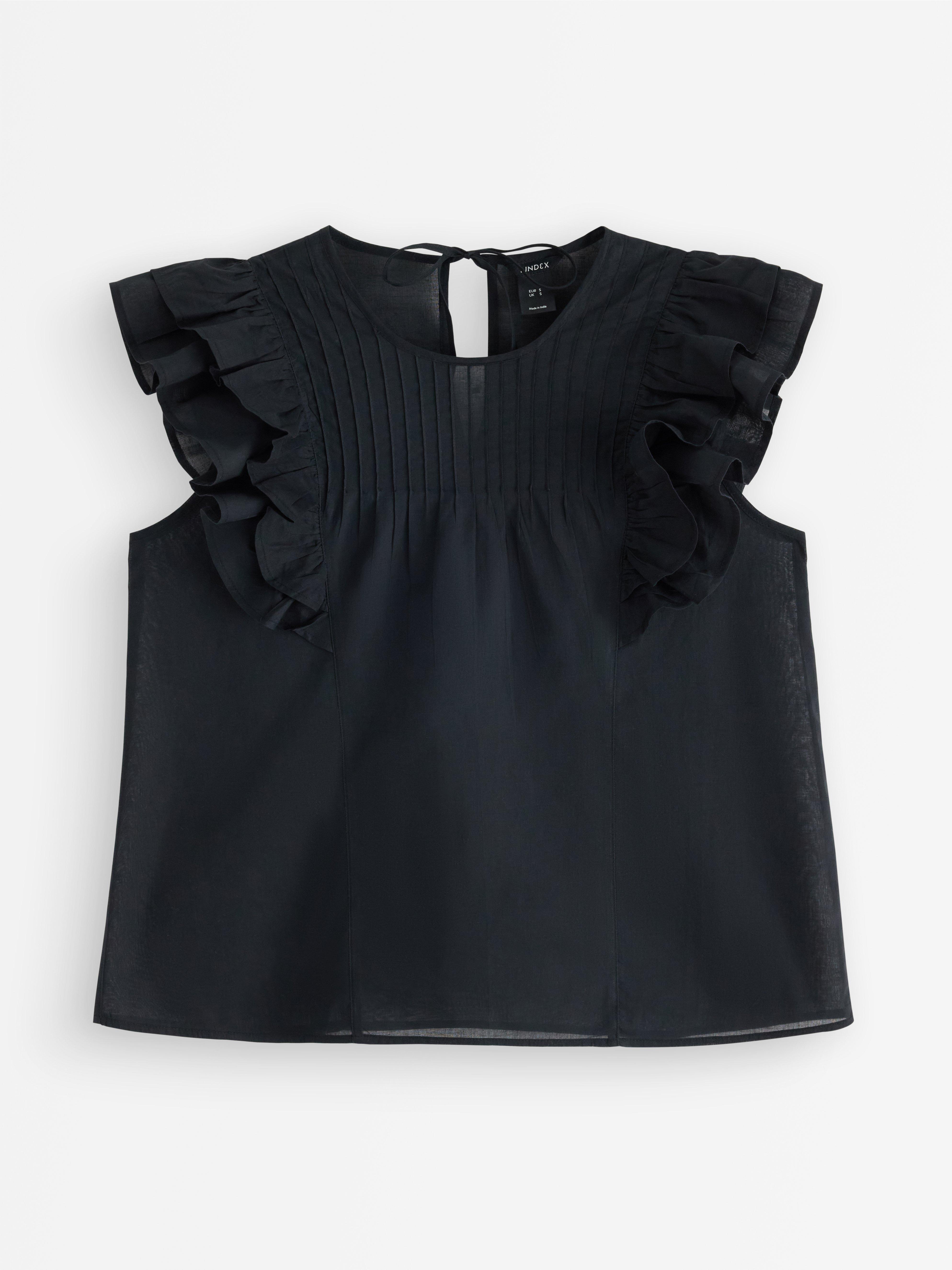 Ærmeløs bluse Sort