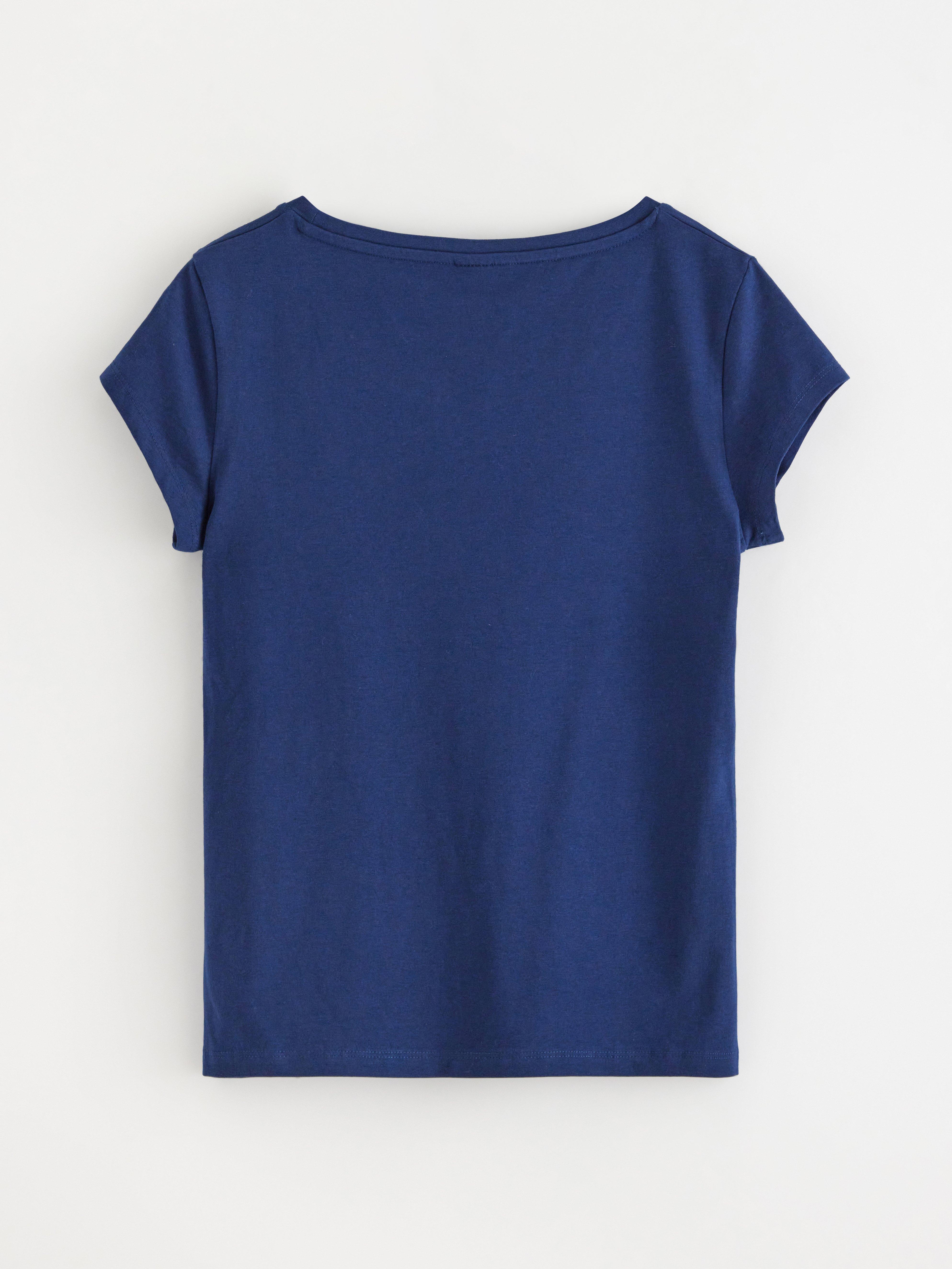 Top de manga corta azul oscuro