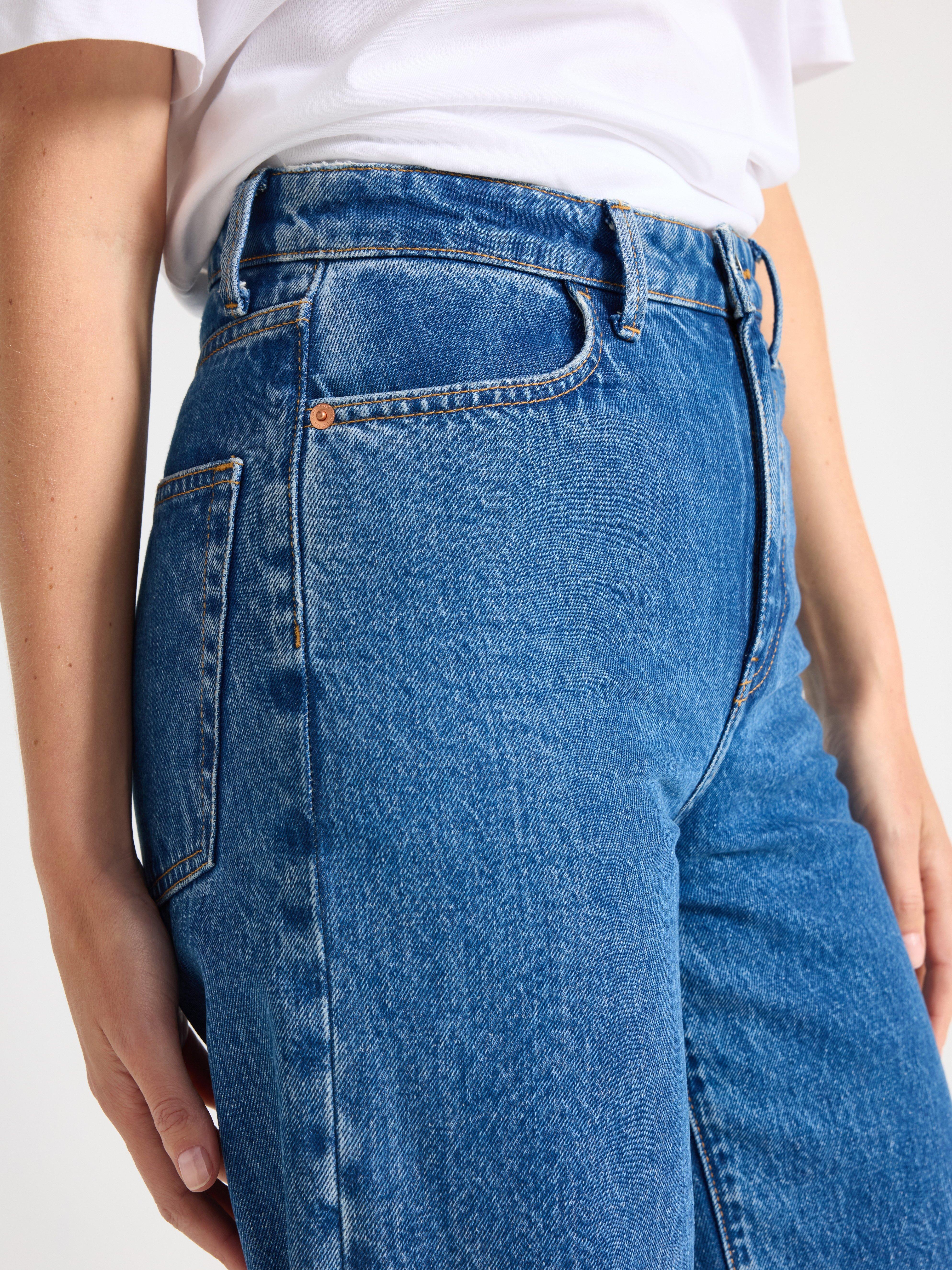 Blugi Jackie cu croi extra lați, albastru denim