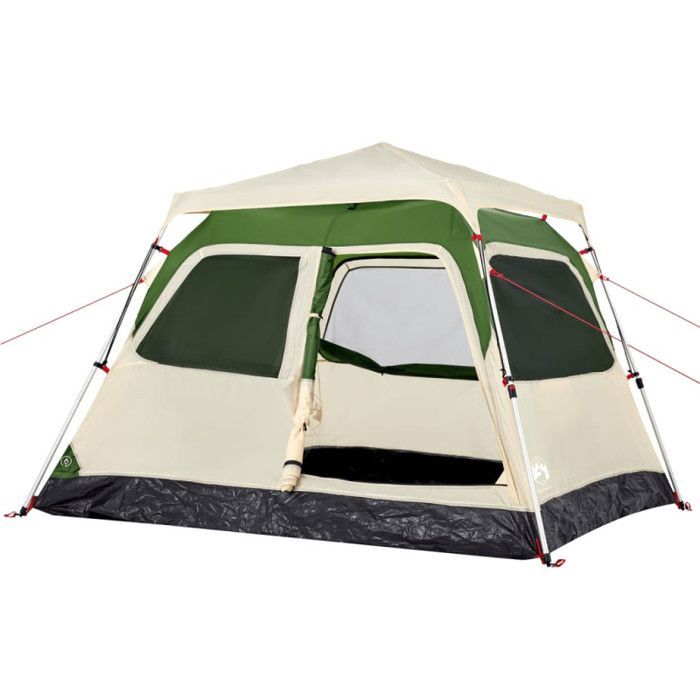 Tienda de campaña tipo domo verde vidaXL para 4 personas con sistema de liberación rápida, tienda de campaña, refugio de camping, refugio de jardín, tienda de jardín, 4004230