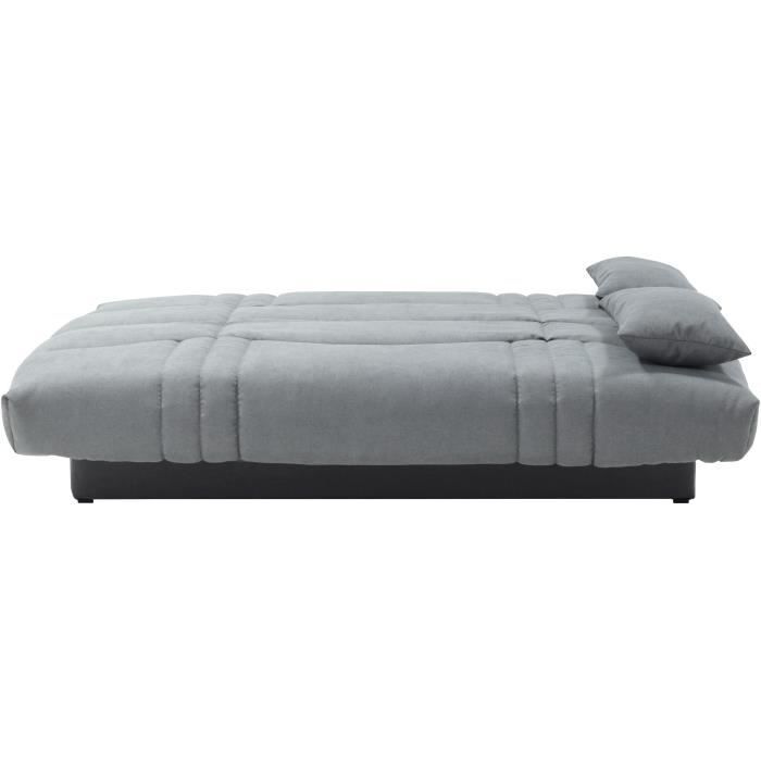 Sofá cama THELMA de 3 plazas - Tela Soro gris medio - Superficie para dormir 125 x 190 cm - Ancho 190 x Profundidad 92 x Alto 96 cm