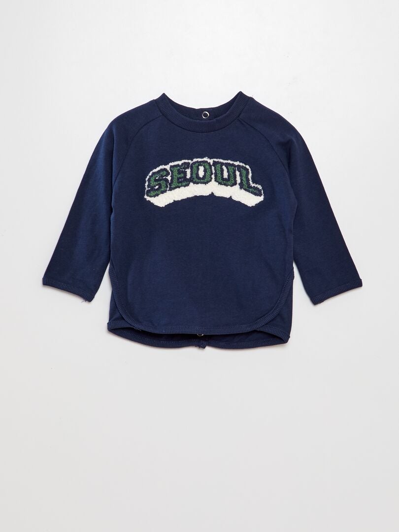 T-shirt met borduurwerk - BLAUW
