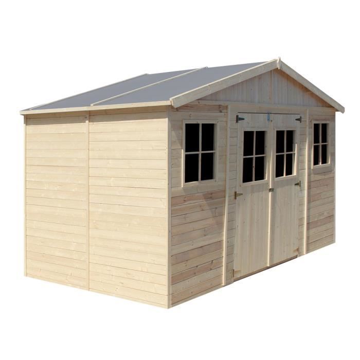 Caseta de jardín de madera - TIMBELA - 418x220 cm - Suelo incluido - 19 mm de grosor - Construcción con paneles