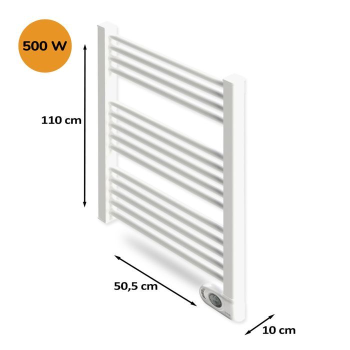 HJM Calentador de Toallas Eléctrico por Inercia en Seco, 500 W, Noor, Blanco