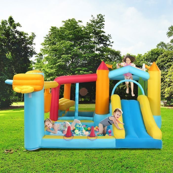 Inflatable Play Area - LALAHO - Inflatable Castle with Blower for Children, Play House, Slide, Trampoline, 320x310x200cm