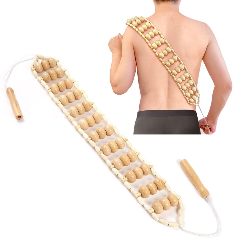 Wood Back Massage Roller Rope,Wood Therapy Cellulite Massage Tools,Self Massage Tools For Neck Leg Back Pain Relief