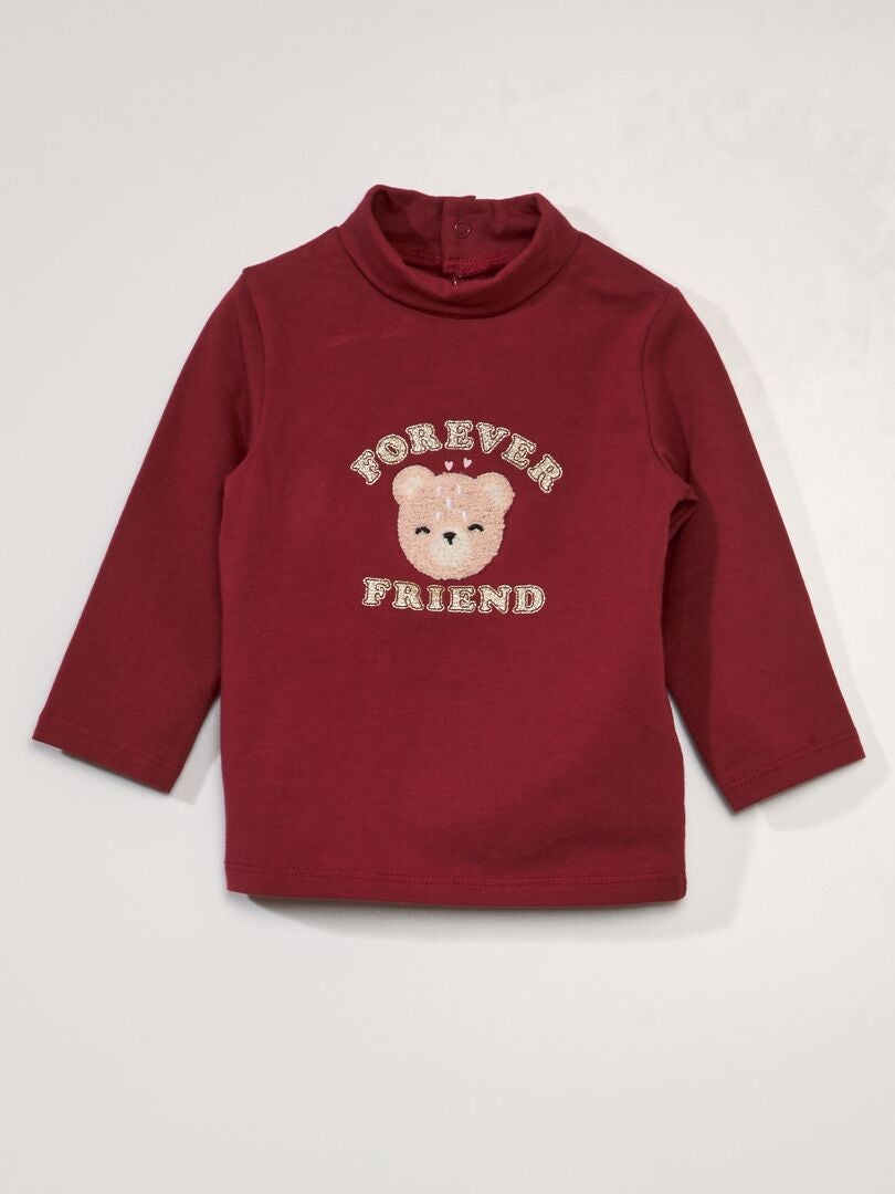 Camiseta de punto con aplique - ROJA