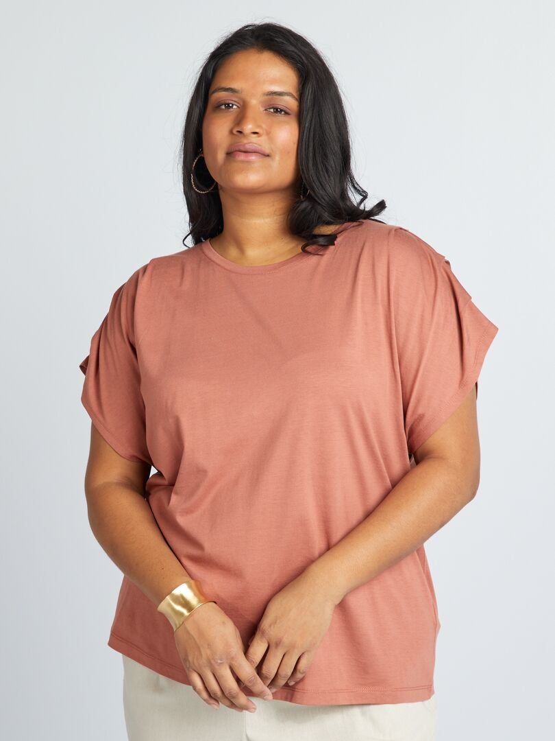 Effen T-shirt met korte mouwen - ROZE