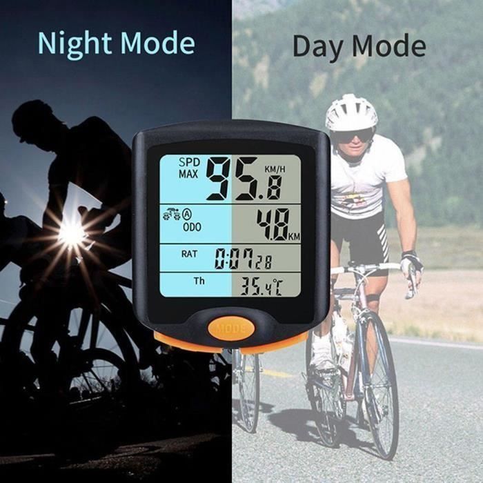Compteur sans fil pour vélo - SYT146 - Grand écran multifonction - Alertes de vitesse excessive