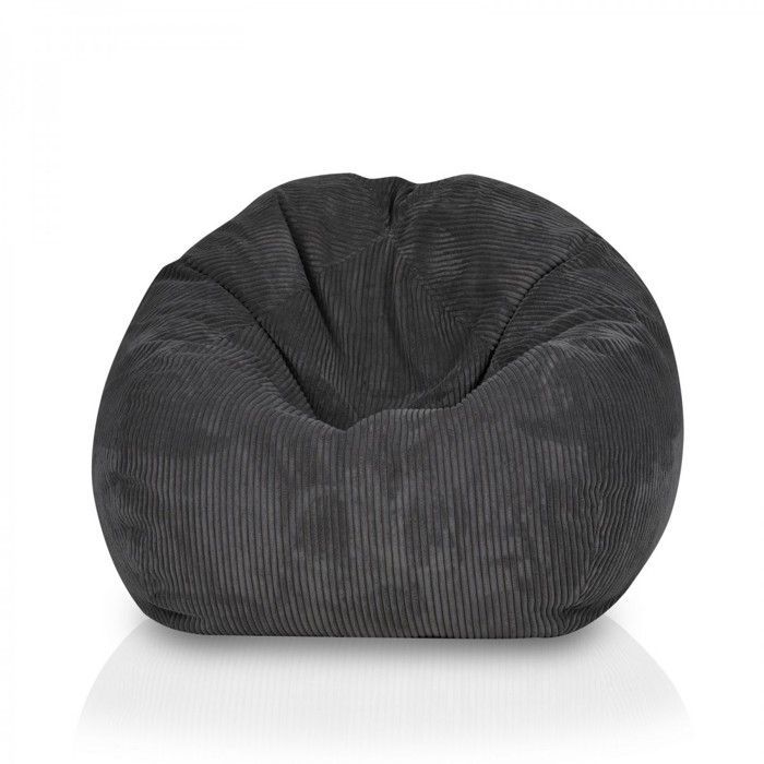 Pouf Poire Fauteuil Velours côtelé Sacoche Gris fonce