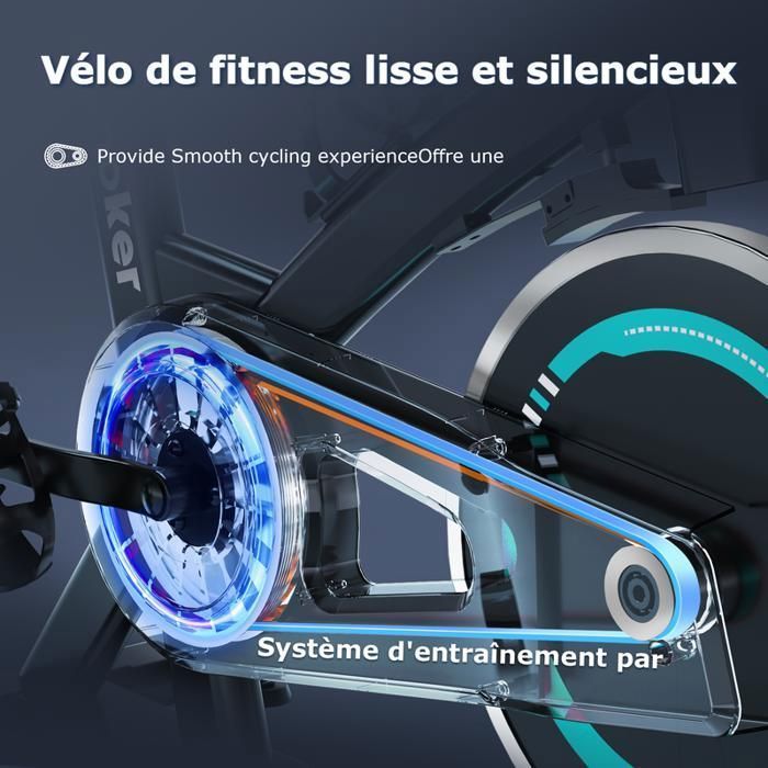 Hometrainer - WENOKER - App-compatibel - Instelbare weerstand - LCD-scherm - Stille werking - Vliegwiel van 13 kg - Maximaal 160 kg