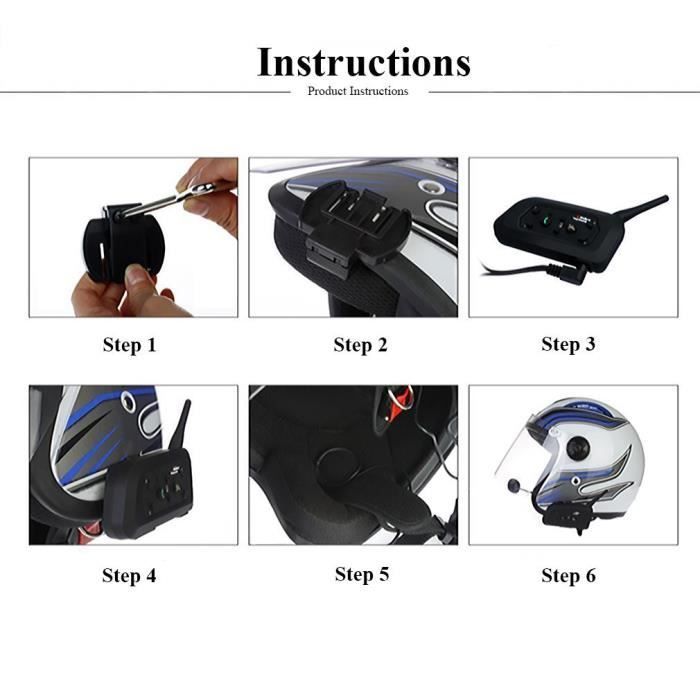 Intercomunicador inalámbrico para motocicletas Vnetphone V6-1200, auriculares Bluetooth impermeables con micrófono, alcance de 1200 m, para 6 motociclistas/esquiadores.
