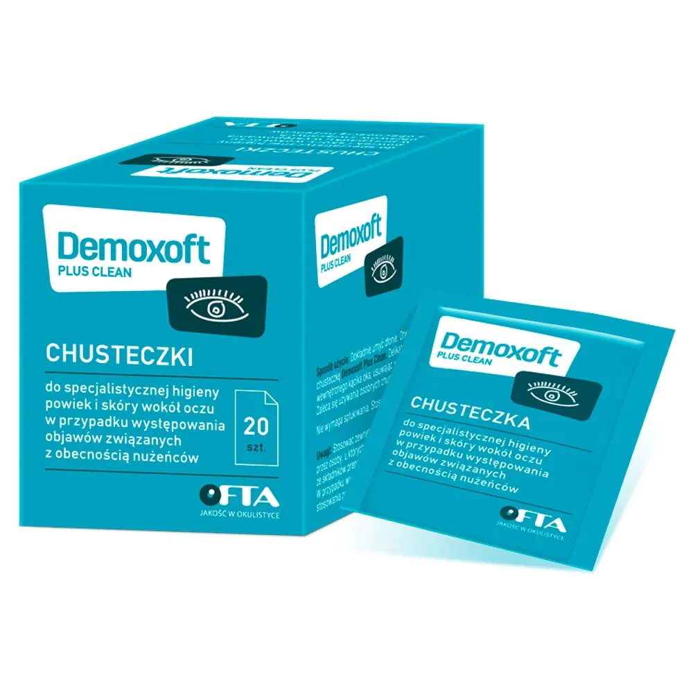 Demoxoft Plus Clean, Chusteczki do higieny powieki i skóry wokół oczu