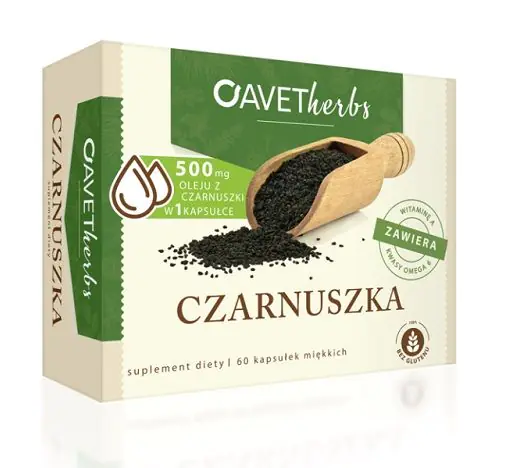 Avet Pharma Herbs Czarnuszka, Olej z czarnuszki 500 mg, Kapsułki