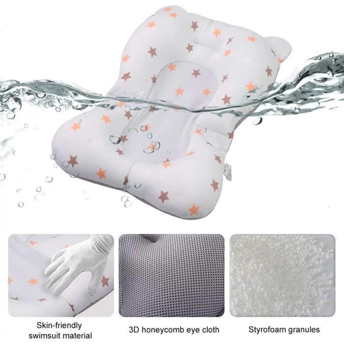 Cojín de baño para bebé, bañera para recién nacidos, cojín de asiento de baño con soporte, cojín de baño de malla para bebé