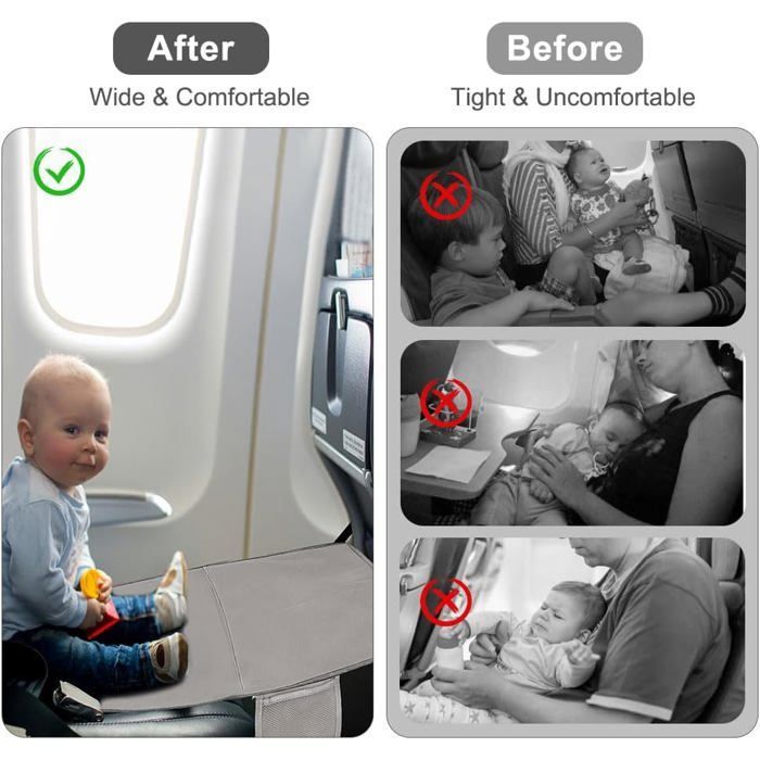 Toddler Voiture Bed, Extension de Siège D'Avion,Extension de Siège D'Avion pour Enfants,Lit Portable pour Vol,Voiture,Train (Gris)