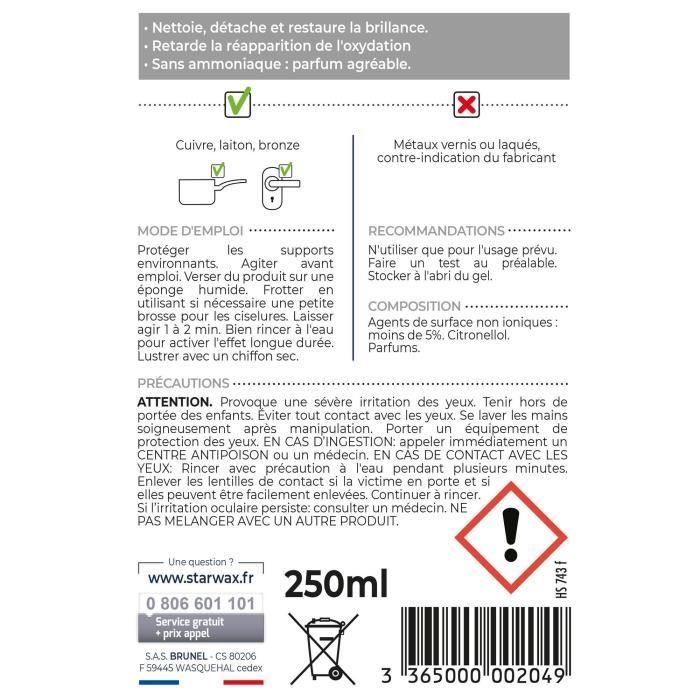 Nettoyant spécial pour cuivre laiton bronze - 250 mL