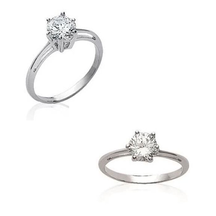 Anillo solitario - Bijouxia - Cristal de circonio - Plata de ley 925 - Calidad de joyería
