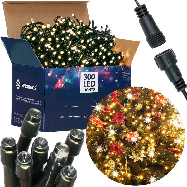 Lampki choinkowe 300 led biały ciepły, flash biały zimny 18,5 m