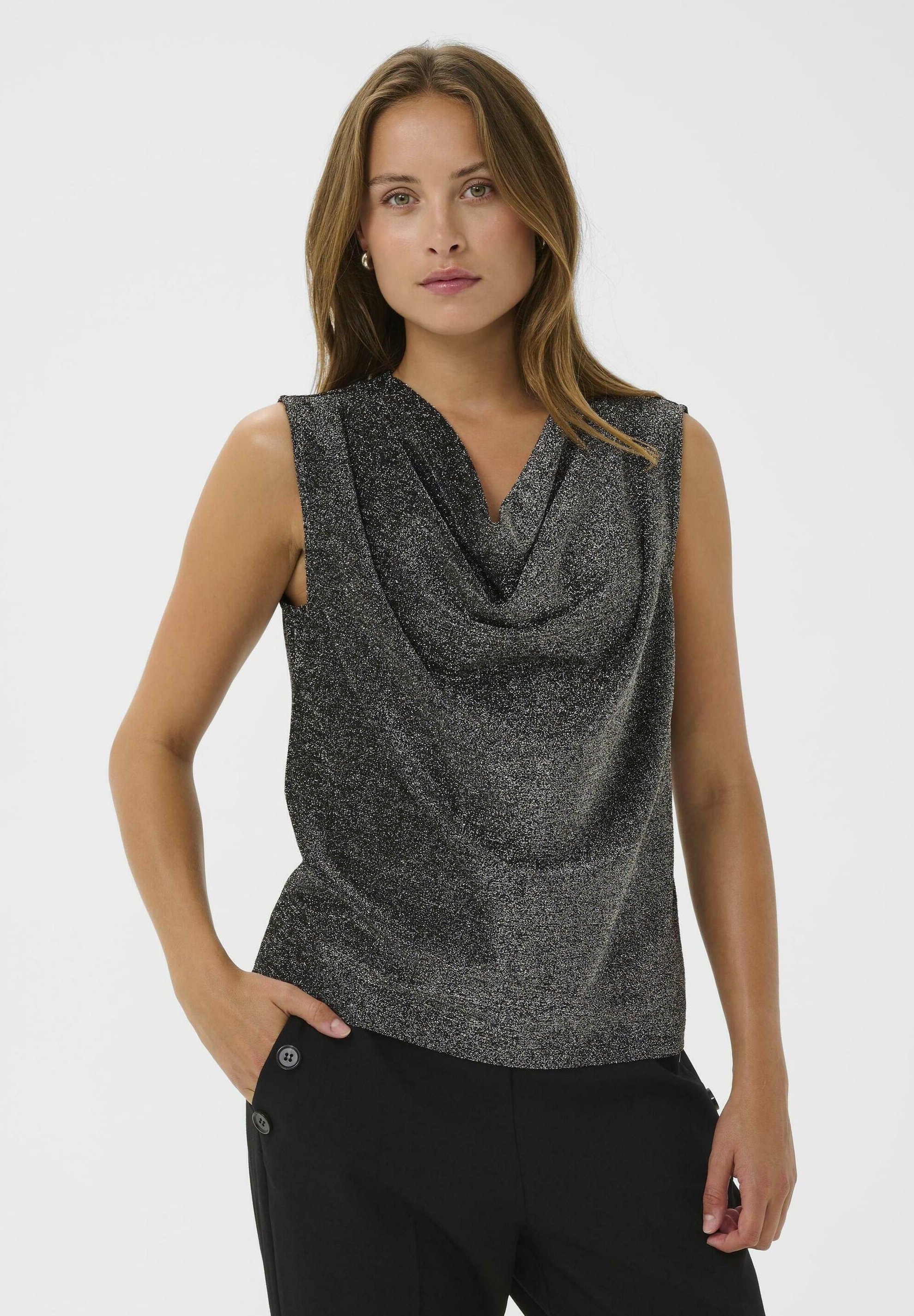 Kaffe RIKKA - Top - zilver metallic glitter