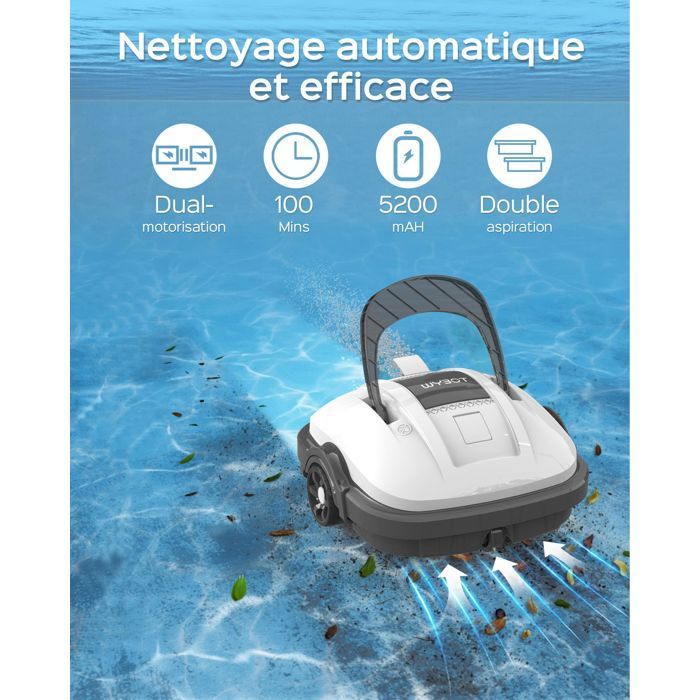 Robô para piscina - WYBOT - Osprey 200 Max - 100 min de autonomia da bateria - Limpeza do fundo - Sem fio