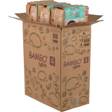 Bambo Nature Miljövänliga blöjor för pojkar och flickor, 0 % parfym, storlek 4, 7–14 kg, 144 enheter.