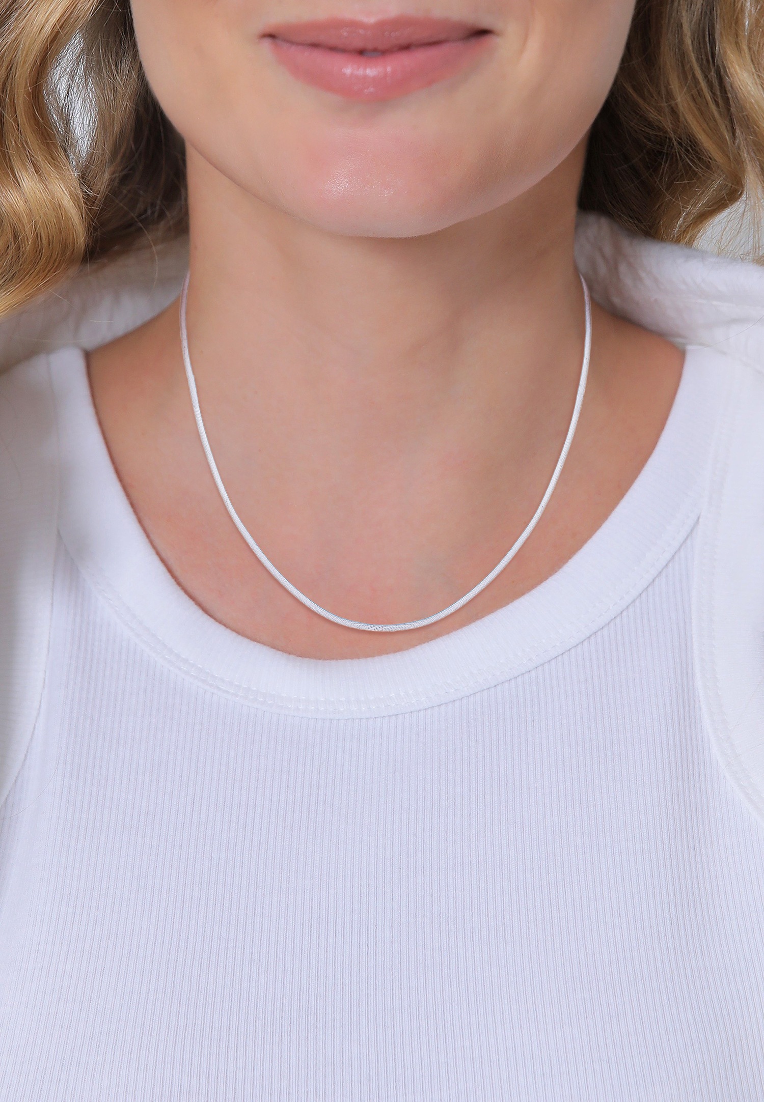 Nenalina pour dames Ruban de soie en blanc, pour pendentif de bijouterie avec fermoir homard en argent 925