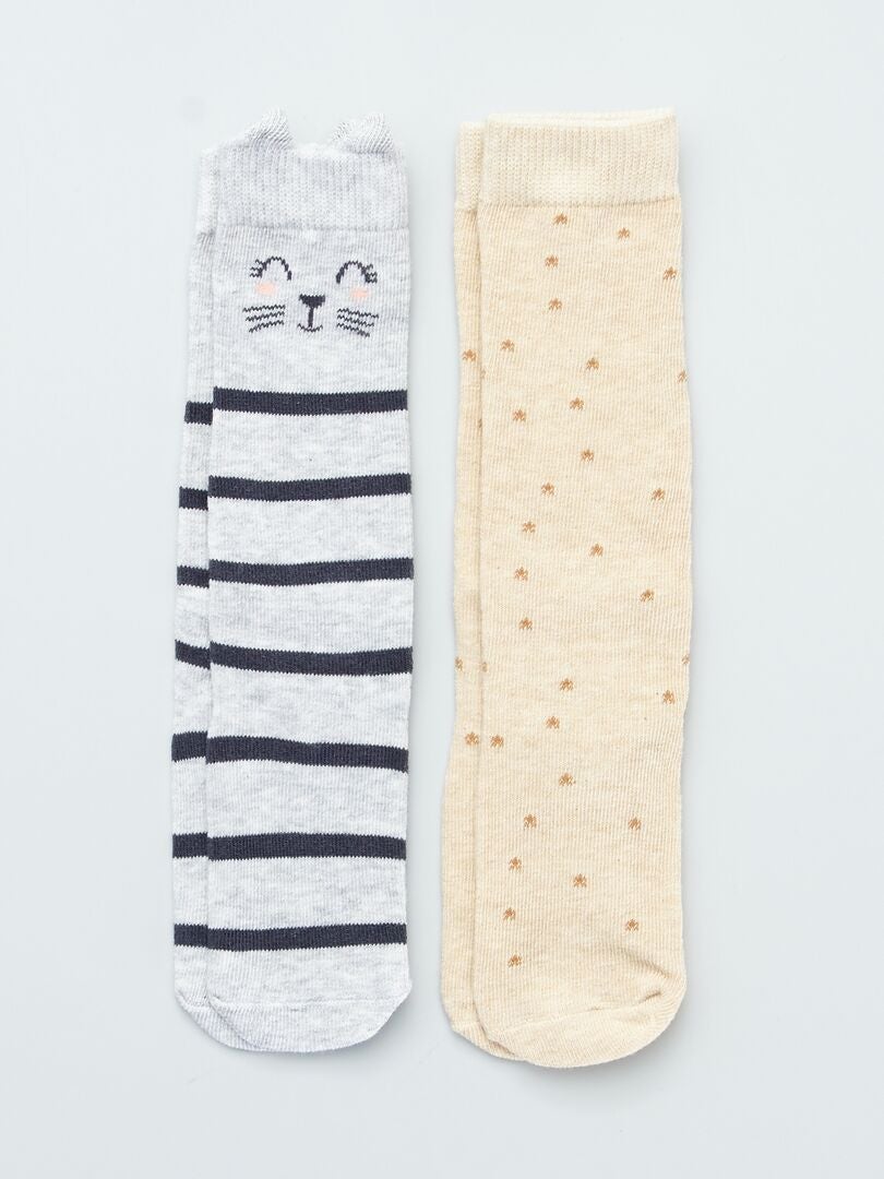 Juego de 2 pares de calcetines antideslizantes - gato