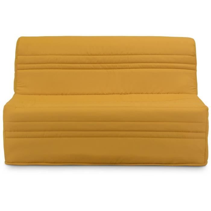 Banquette BZ JOE - Tissu jaune ocre - 3 places - L 143 x P 97 cm - Couchage 140 x 190 cm