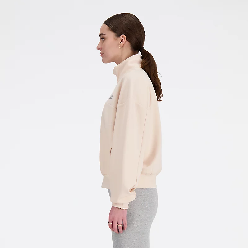 Oversized gebreide sweater met rits voor dames in QUARTZ PINK HEATHER