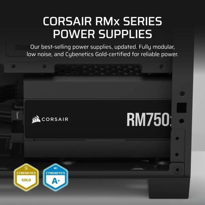 Alimentatore per PC - CORSAIR - RM750x Shift - 750 Watt - ATX 3.1 - PCIe 5.1 - Certificato Cybenetics GOLD - Alimentatore modulare Shifted
