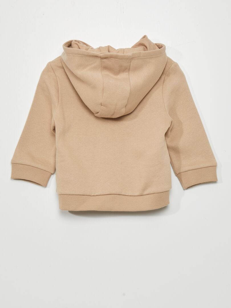 Trui met rits van fleece - BEIGE