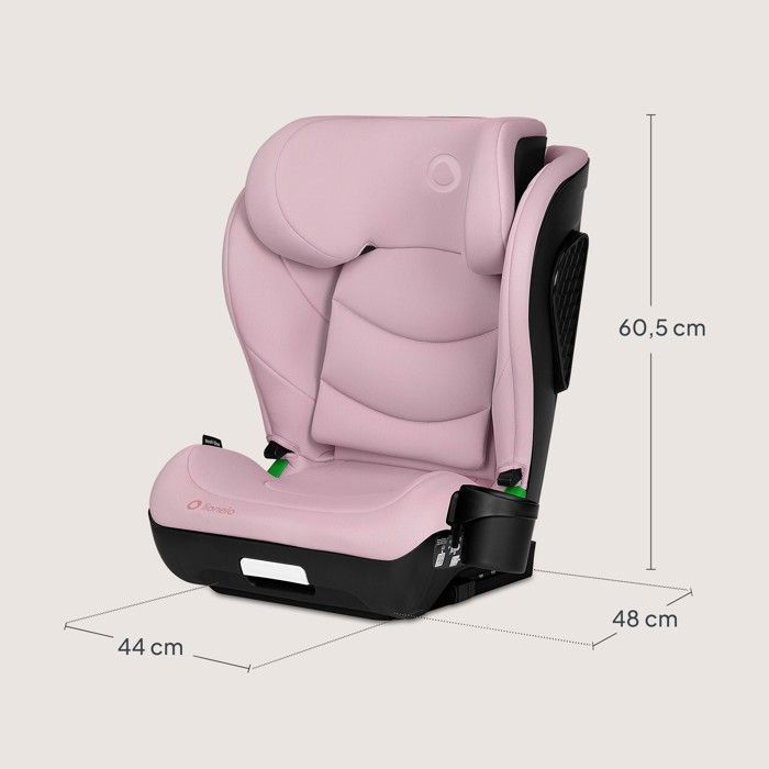 Seggiolino auto LIONELO Neal i-Size 100-150 cm - ISOFIX - Portabicchieri - Seduta ampia - Reclinabile - Gruppo 2/3 - Rosa