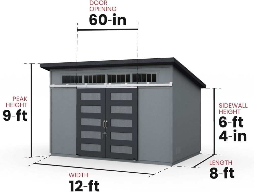 Handy Home Products Palisade 12x8 Ξύλινο υπόστεγο αποθήκευσης DIY (με δάπεδο)