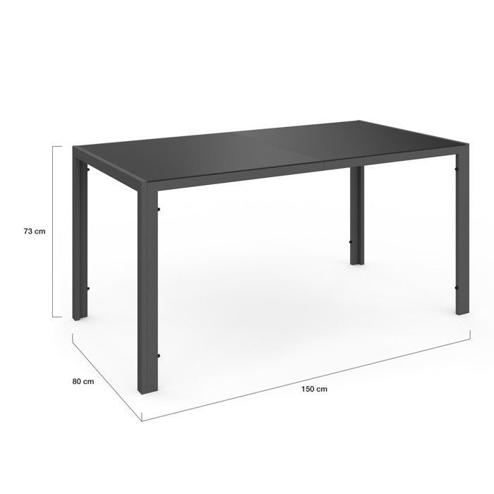 IDMARKET Salon de jardin MADRID table 150 CM et 6 chaises empilables bleu canard