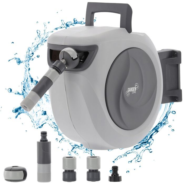 Avvolgitubo automatico da giardino con tubo, lunghezza 20 m.