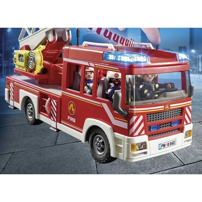 Juguete - Playmobil - Camión de bomberos con escalera giratoria - Rojo - Para mayores de 4 años - 89 piezas
