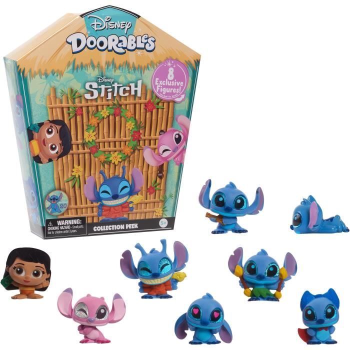 Doorables Stitch Coffret collector, Doorables Disney, 8 figurines exclusives dont 1 rare à collectionner de 3,8 cm, Dès 5 ans