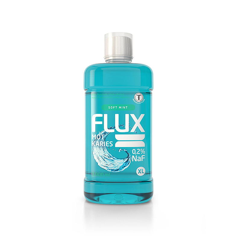 Flux fluoridsköljmedel 1000 ml Mjuk mint