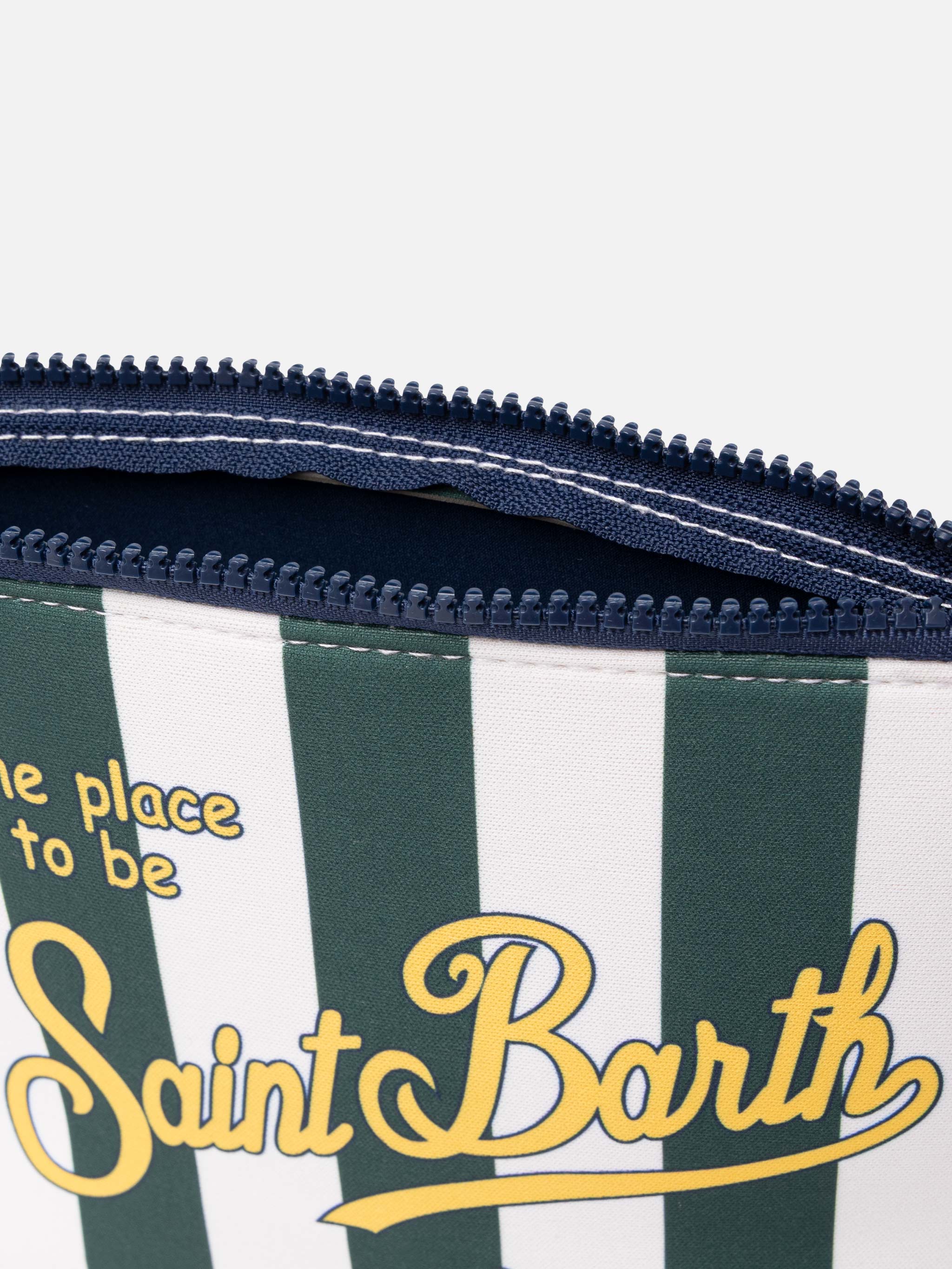Aline scuba clutch tas met groene streepprint