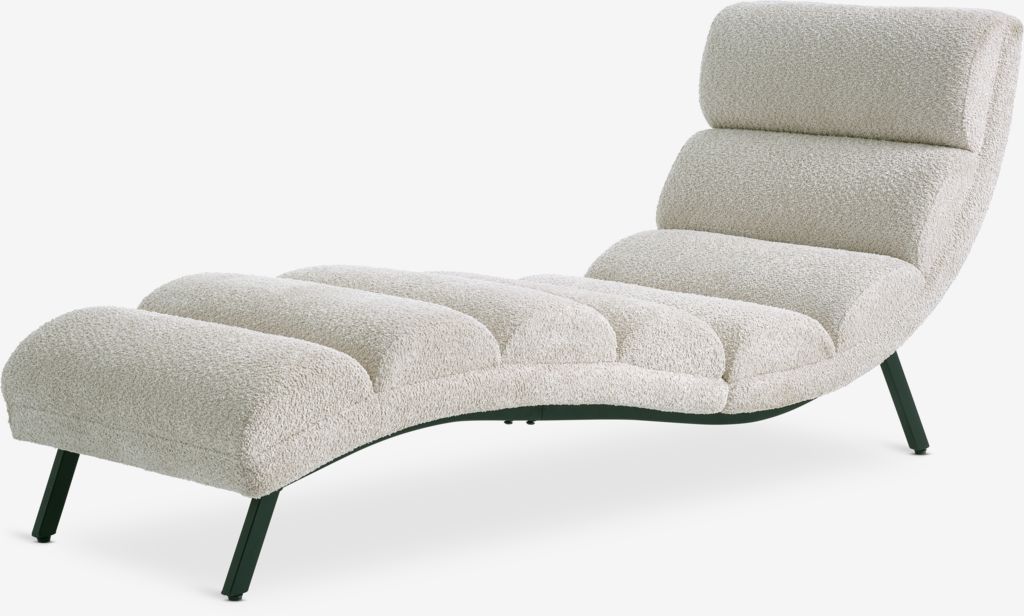 LINDELSE Chaise Lounge LINDELSE plīša audums bēšā/melnā krāsā