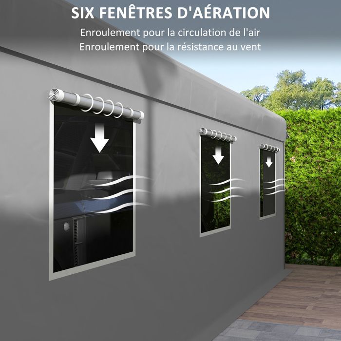 Cochera Outsunny - 600x295x278cm - PE - gris