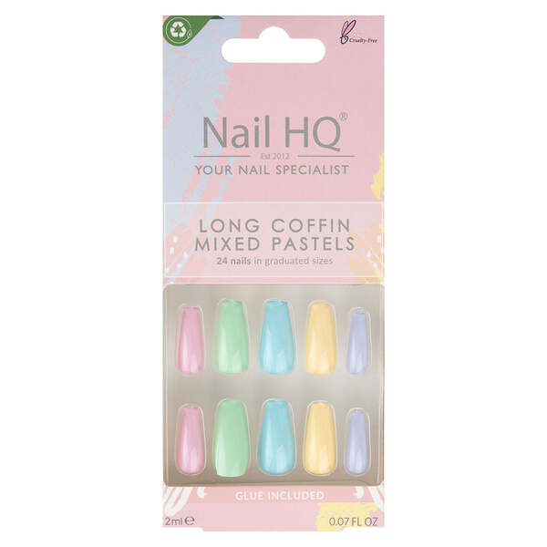 Nail HQ Long Coffin Pastels Mixtes