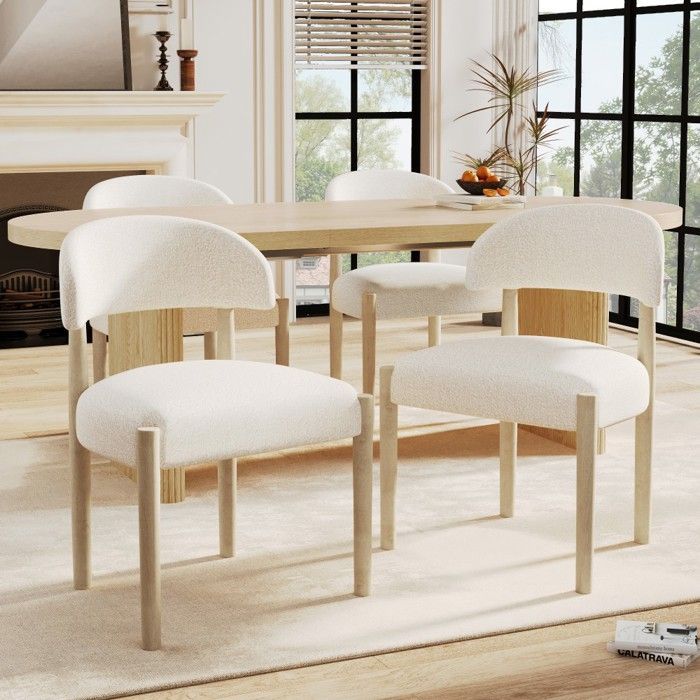 Juego de 2 sillas de comedor de madera maciza, acabado natural rizado, modernas, cómodas, para salón o cafetería, 58x58x78cm