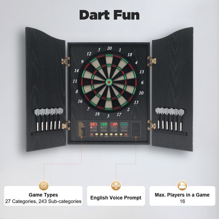 Elektronisch dartbord, 12 darts, professioneel dartbord, dartbord met 4 led-displays