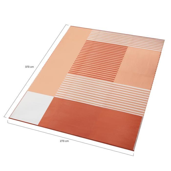 IDMARKET Tapis extérieur GEOMETRIQUE terracotta 270 x 370 CM