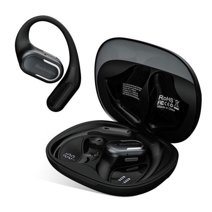 Blackview AirBuds 300 Écouteurs Sans Fil Bluetooth 6.0 avec ANC Actif, Boîtier de charge 500 mAh, IPX5, pour iPhone/Android, Noir