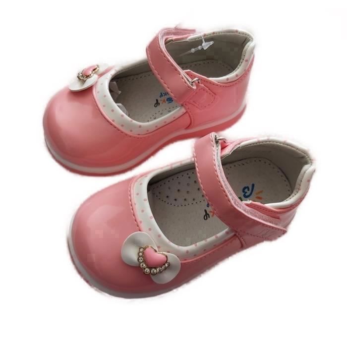 Scarpe - Bambina - Mary Jane - Scarpe a T - Pelle - Vernice - Rosa - Motivo a cuori - Taglie dalla 21 alla 26