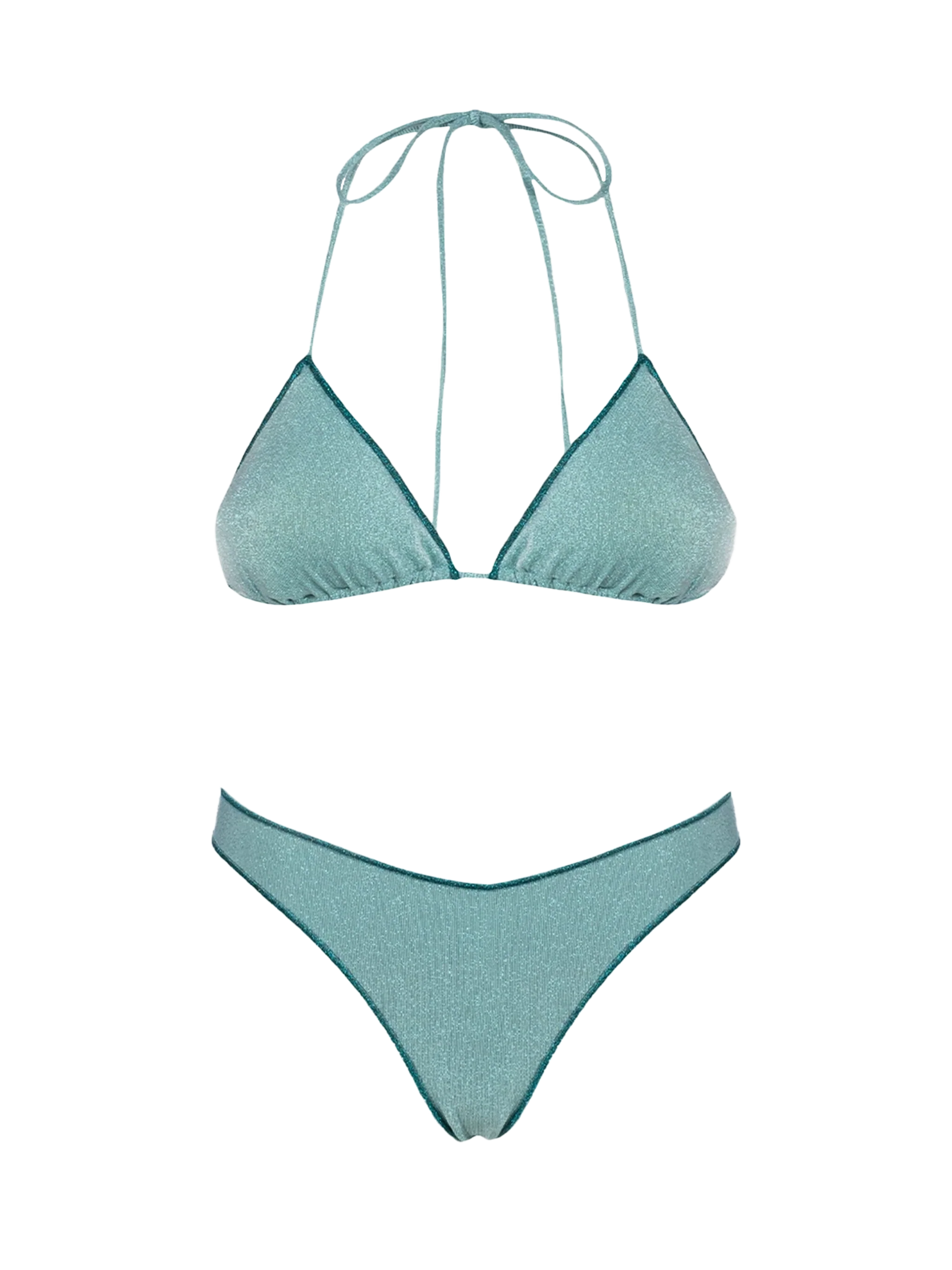 Leah Naomi damesbikini in aquagroen met lurex driehoekige vorm